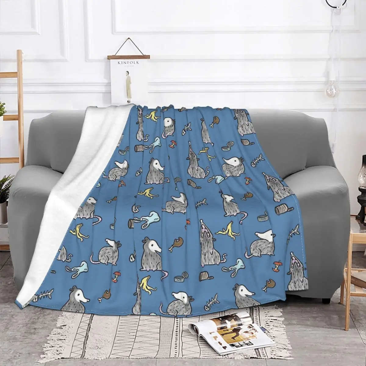 Possum Didelphinae Mouse Blanket Flannel Decoration Opossums Party Portable Home Bedspread