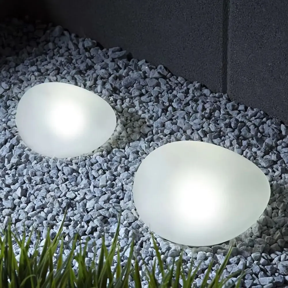 Lampu Batu Solar Bentuk Batu Kerikil Hemat Energi Otomatis Nyala/Mati Lampu Luar Ruangan Nirkabel Tahan Air LED Lampu Solar Teras