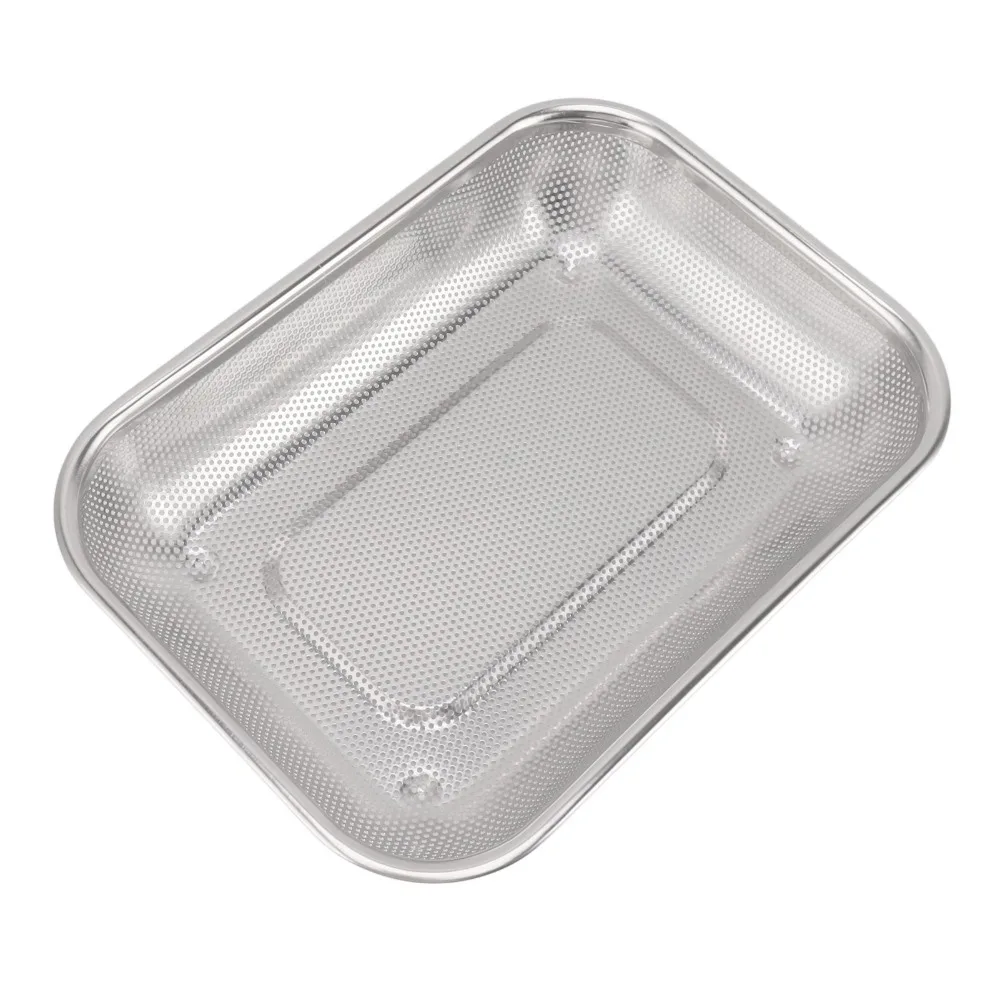 Stainless Steel Rectangular Strainer Basket S/L Fine Mesh Mesh Drain Basket Rectangle Shape Vegetable Washing Basket