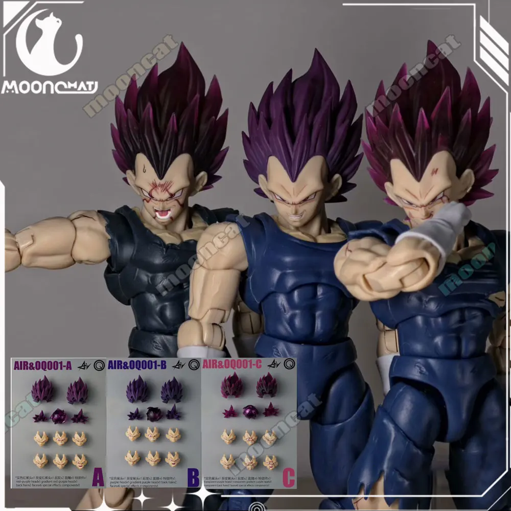 Acessórios de Cabeça Air&Oq Studio Ultra Ego Vegeta Dragon Ball Shf, Kit de Cabeças Personalizadas para Figuras de Ação Air Oq Vegeta, Coleção Shf