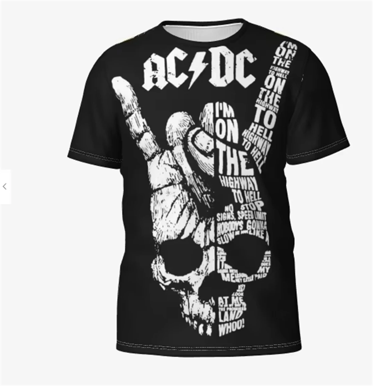 تي شيرت ثلاثي الأبعاد برقبة دائرية وأكمام قصيرة AC/DC Rock Band Boutique Print للجنسين كاجوال على الموضة للرجال والنساء