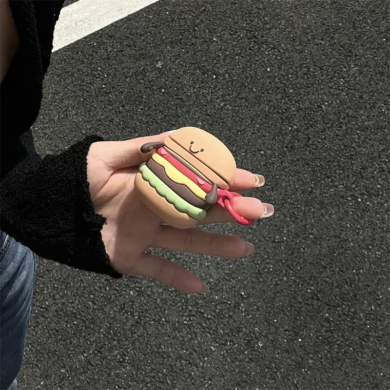 

For AirPods 4 3D Silicone Simulation Hamburger Earphone Cases for Apple AirPods 1 2 3 3rd and Pro 2 Waterproof Design