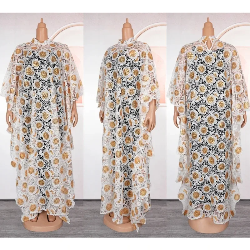 

Elegant African Dresses for Women Traditional Dashiki Lace Boubou Plus Size Turkey Wedding Party Gown Muslim Kaftan Maxi Dress