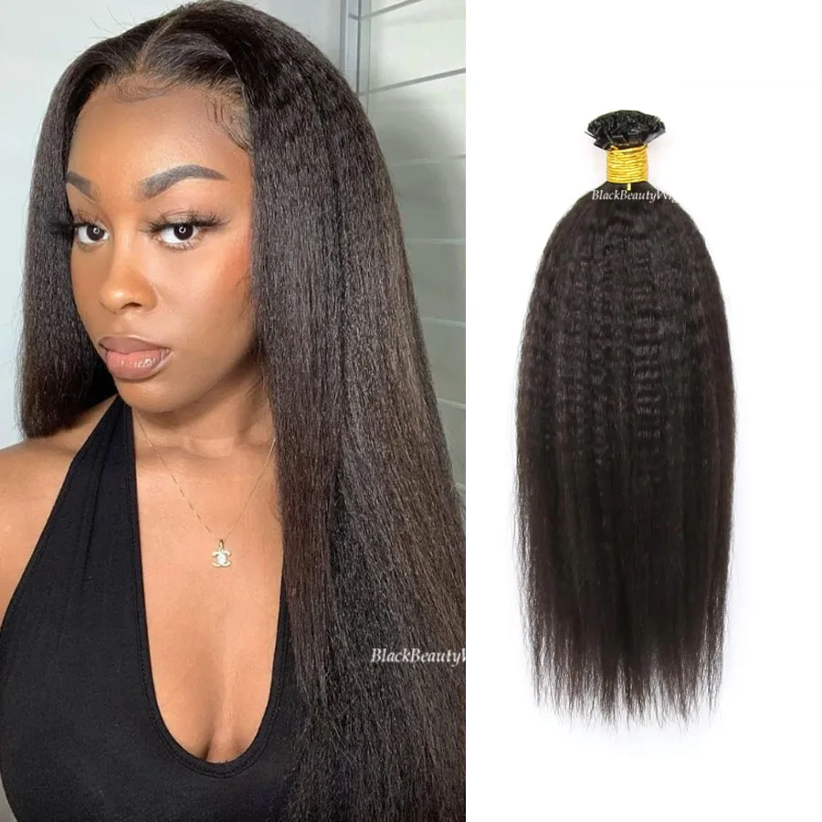 Kinky Straight Flat Tip Brazilian Hair Extension Human Hair Flat Tip Keratin Hair Extensions 100strands Hair Extensions