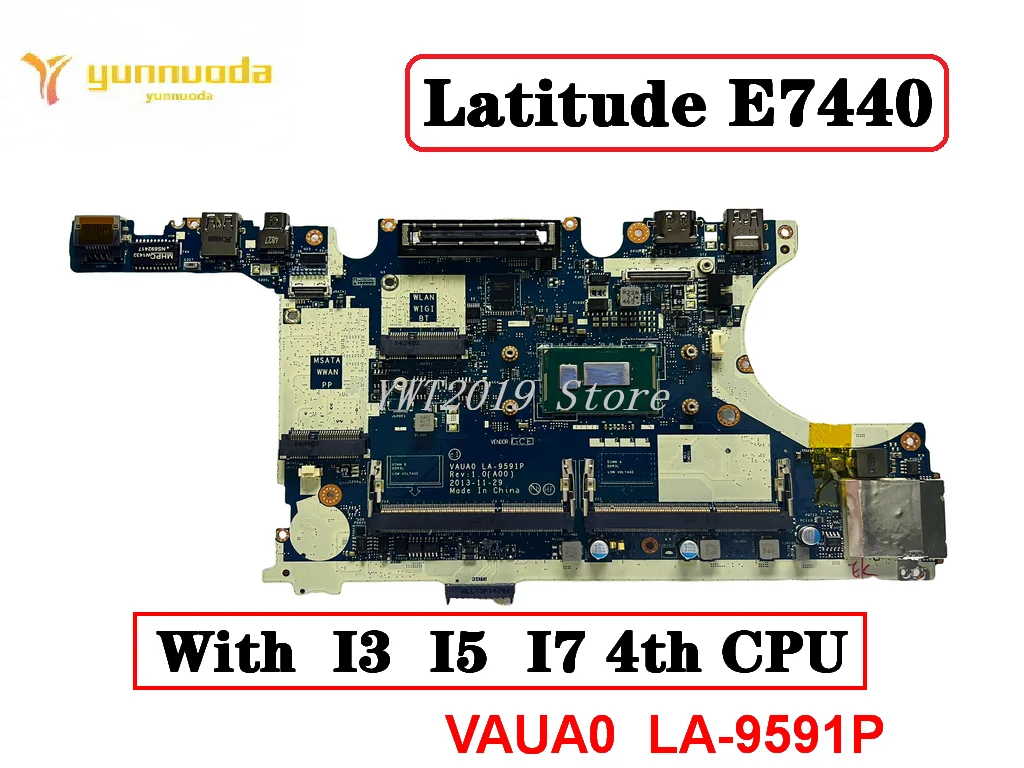 Original For Dell Latitude E7440 Laptop Motherboard With i3 i5 i7 4th cpu VAUA0  LA-9591P 100% tested Free shipping