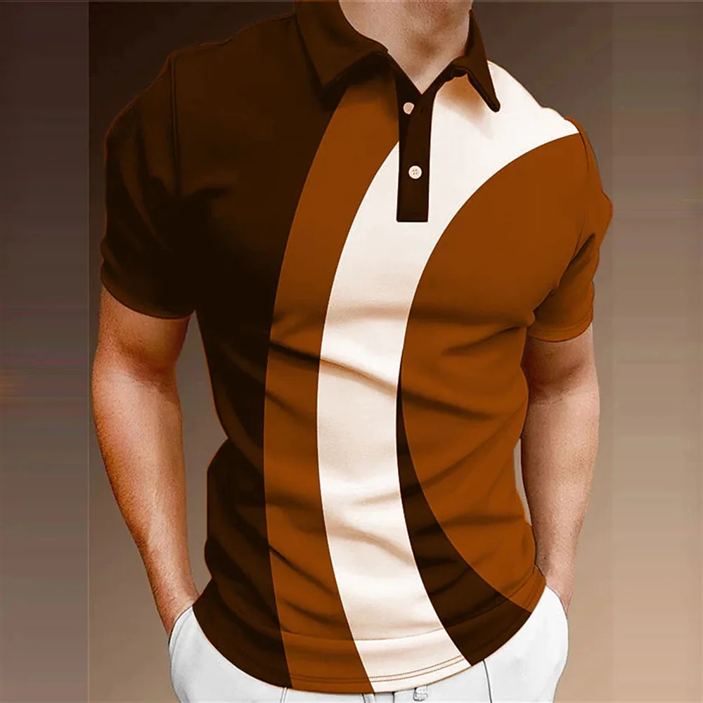 Men's Streetwear Striped Polos T-Shirts Summer Short Sleeve 3D Printing Fashion Simple POLO Tee 6XL Plus Size Casual Tops - Image 3