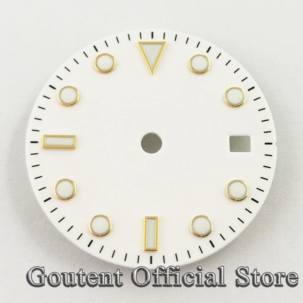 Goutent 28.5mm Sterile Dial White Dial Fit NH35 ETA 2836 2824 DG2813 3804 Miyota 8205 8215 821A 82 series Movement