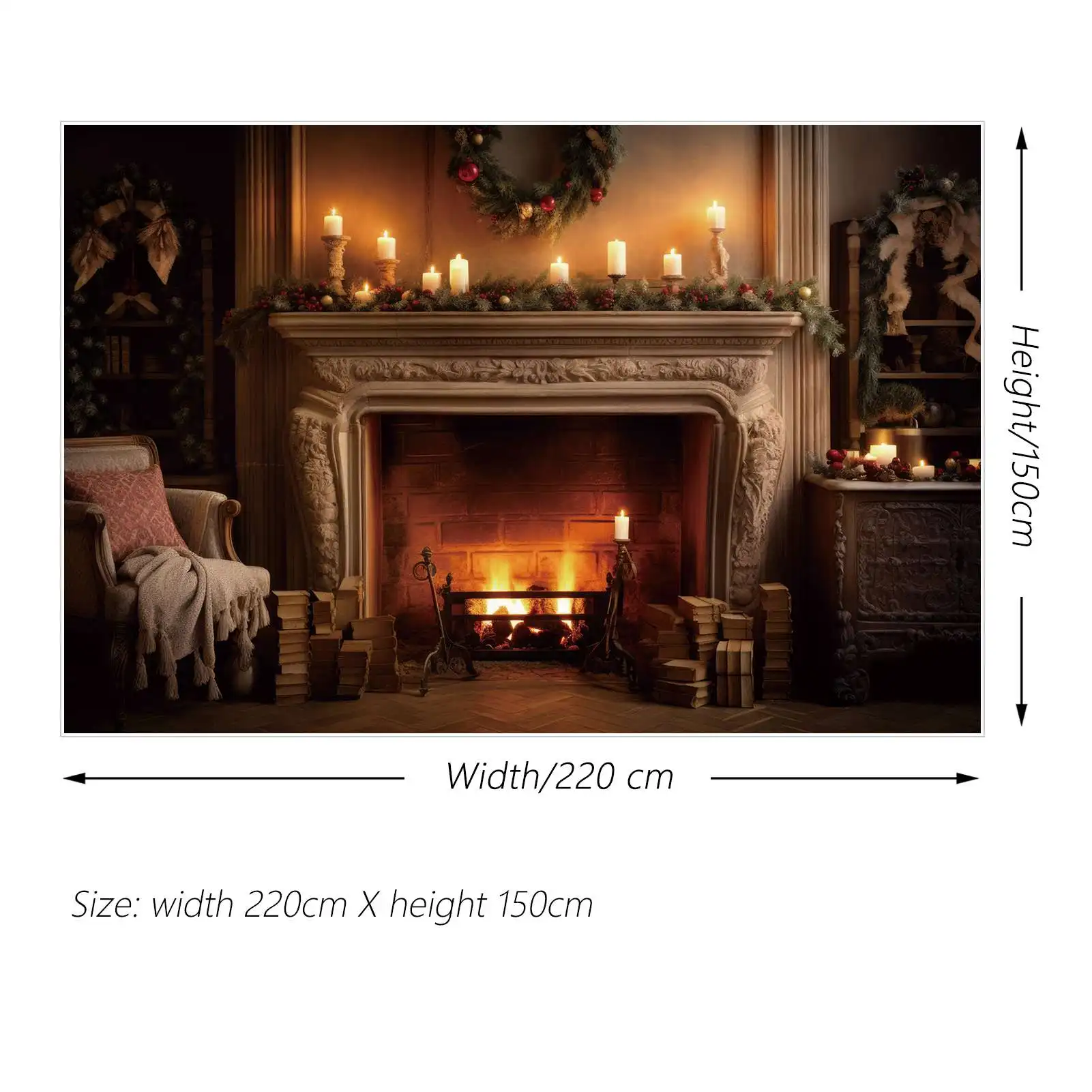 MOON.QG sfondo neve castello di natale finestra parete sfondo inverno compleanno soggiorno luci a candela Home Studio Photo Booth