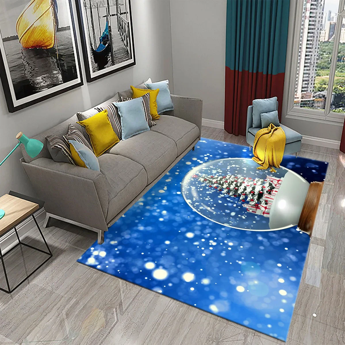 3D Color Glass Ball Crystal Ball Carpet for Bedroom Bedside Sofa Area Rugs Child Play Game Floor Door Mat Bathroom Non-slip Rug