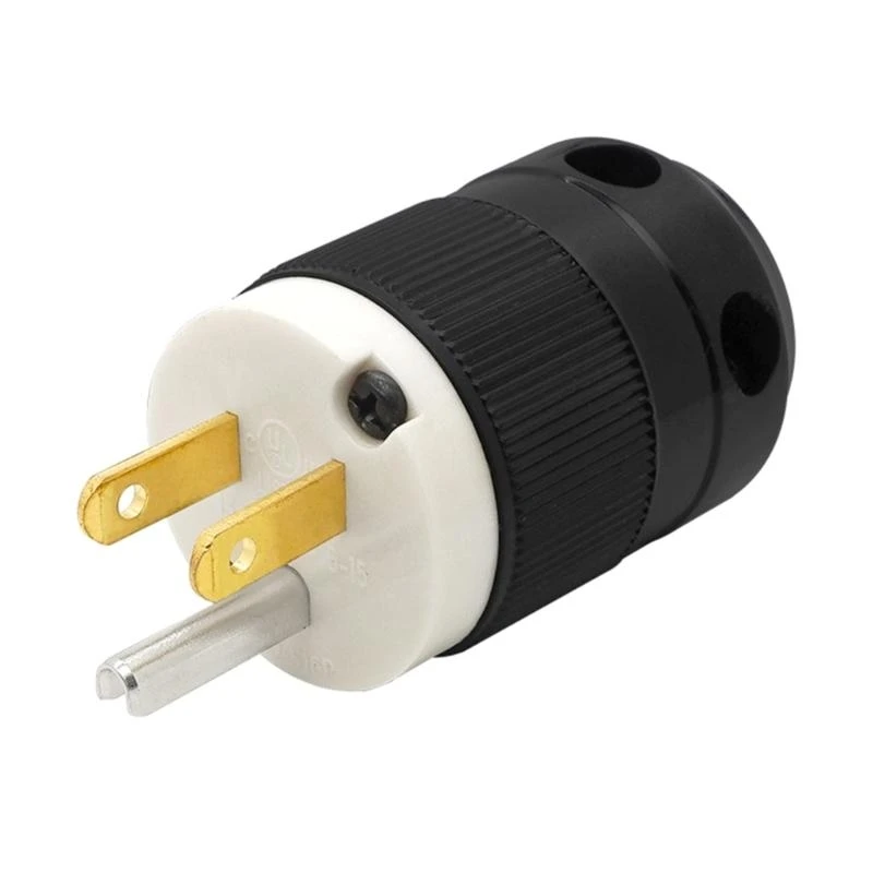 

652F High Performances 3 Poles Power Plugs 15A 125V Waterproof for Home and Professional Use Large Cord Connection