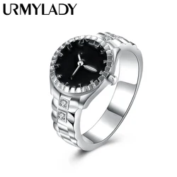 925 Sterling silver crystals Rings Christmas gift for women lady like Watch style Lovely Wedding Cute fashion classic Jewelry