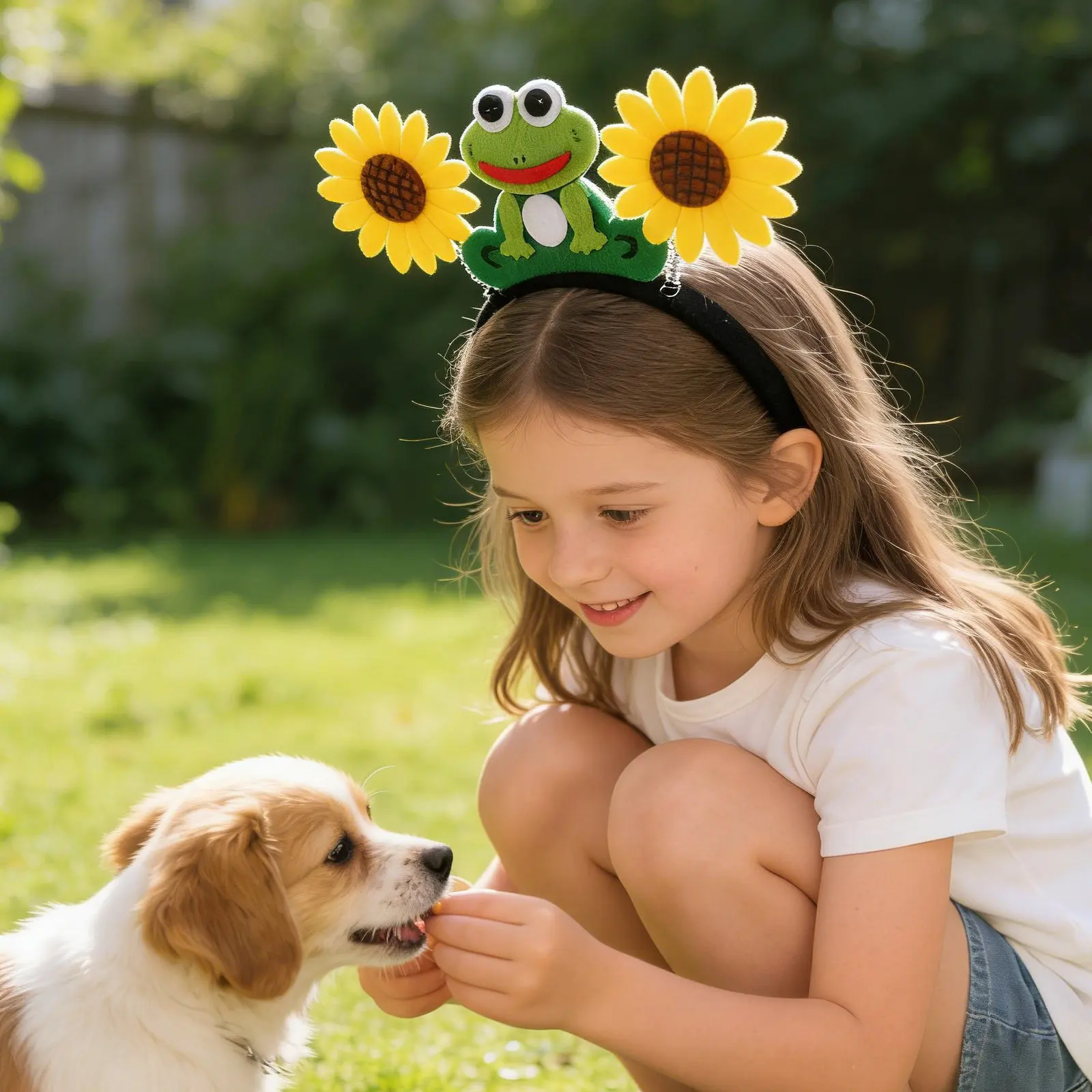 

4Pcs Floral Animal Headbands Set for Toddler Girls Cartoon Frog Butterfly Sunflower Headbands Party Dance Holiday Costume Hair