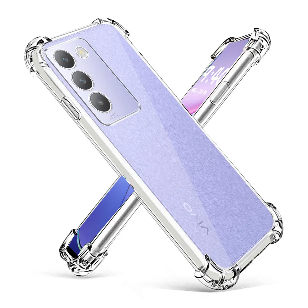 Shockproof Airbag TPU Case For Vivo Y100 5G V2327 2024 Phone Case For Vivo Y200E 5G /VIVO Y100 4G Clear Soft Silicone Back Cover