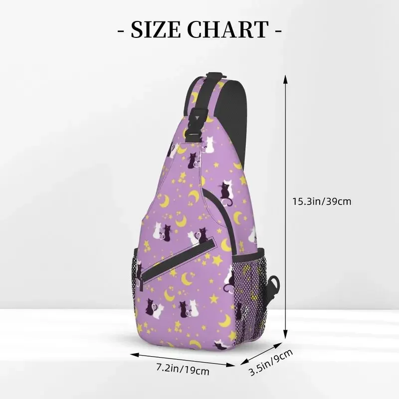 Customized Anime Moon Sailors Sling Bag Men Cool Moon Kitties Shoulder Chest Crossbody Backpack Cycling Camping Daypack