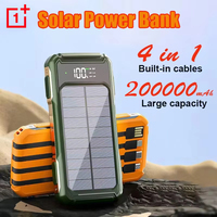 OnePlus 4-in-1 Solar PowerBank Built-in-cables 200000mAh High Capacity Charger Fast Charging Intelligent Digital Display Battery