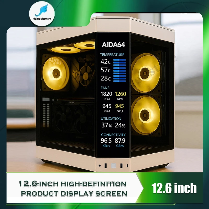 

Side Panel Expand LCD Display for HYTE Y60 Case, Dedicated Secondary Screen 1920X515 Support Aida 64 (Case not included)