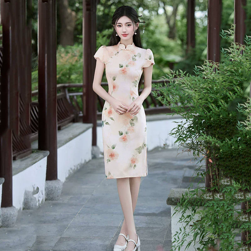 Nuevo Qipao chino de verano para mujer edición delgada 2025 nuevo vestido mejorado para chica joven vestido Qipao de longitud media