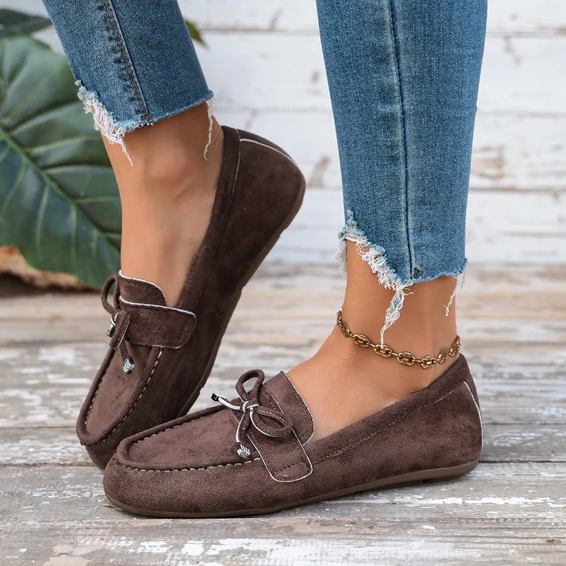 2026 Retro Round Toe Shallow Mouth Women's Flats and Loafers Fashion Simple Comfort Non Slip Outdoor Women Shoes Балетки Женские