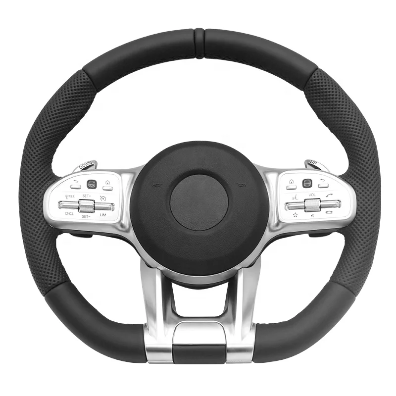 

New product 2021 black cowhide material Car modification steering wheel for A 000 460 9908 9E38