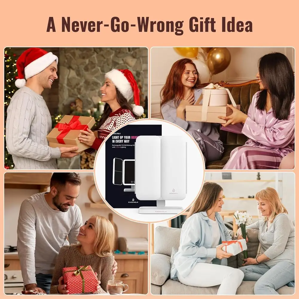 مرآة زينة مضيئة مع 116 مصباح LED، وإضاءة ثلاثية الألوان، وتكبير 1X-3X، وسطوع وزاوية قابلة للتعديل #3