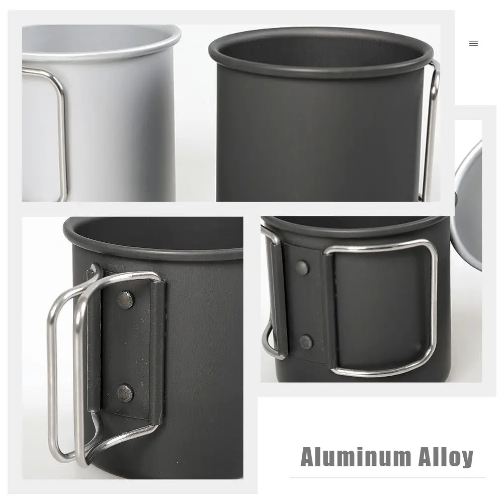 Foldable Camping Water Cup High-Density Aluminum Alloy Leak-Resistant Smooth Rim Outdoor Water Mug for Hiking Camping Coffee Tea