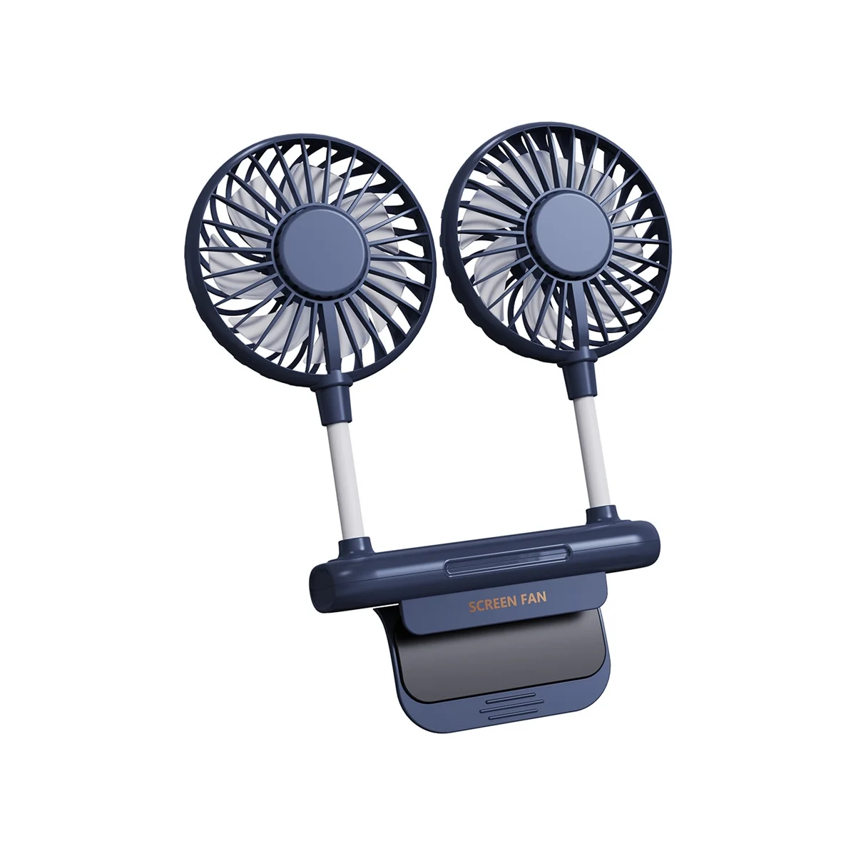Portable Fan Screen Fan for Office Students Classroom Dormitory Hanging Screen Usb Electric Dual Fan -Blue-ABLM