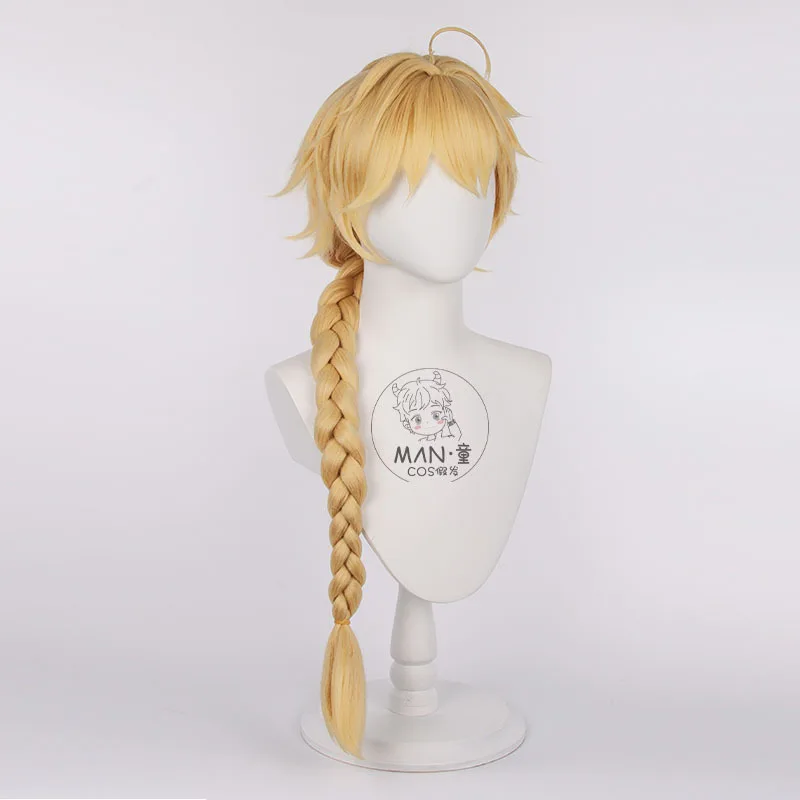 Genshin Impact Aether Cosplay perruque dorée tressée Style cadeau d'Halloween