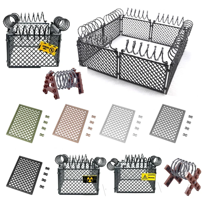 

MOC WW2 Military 30104 92338 Chain Building Block Base Barbed Wire Parts City Figures Scene Accessory Fence Isolation Net Brick