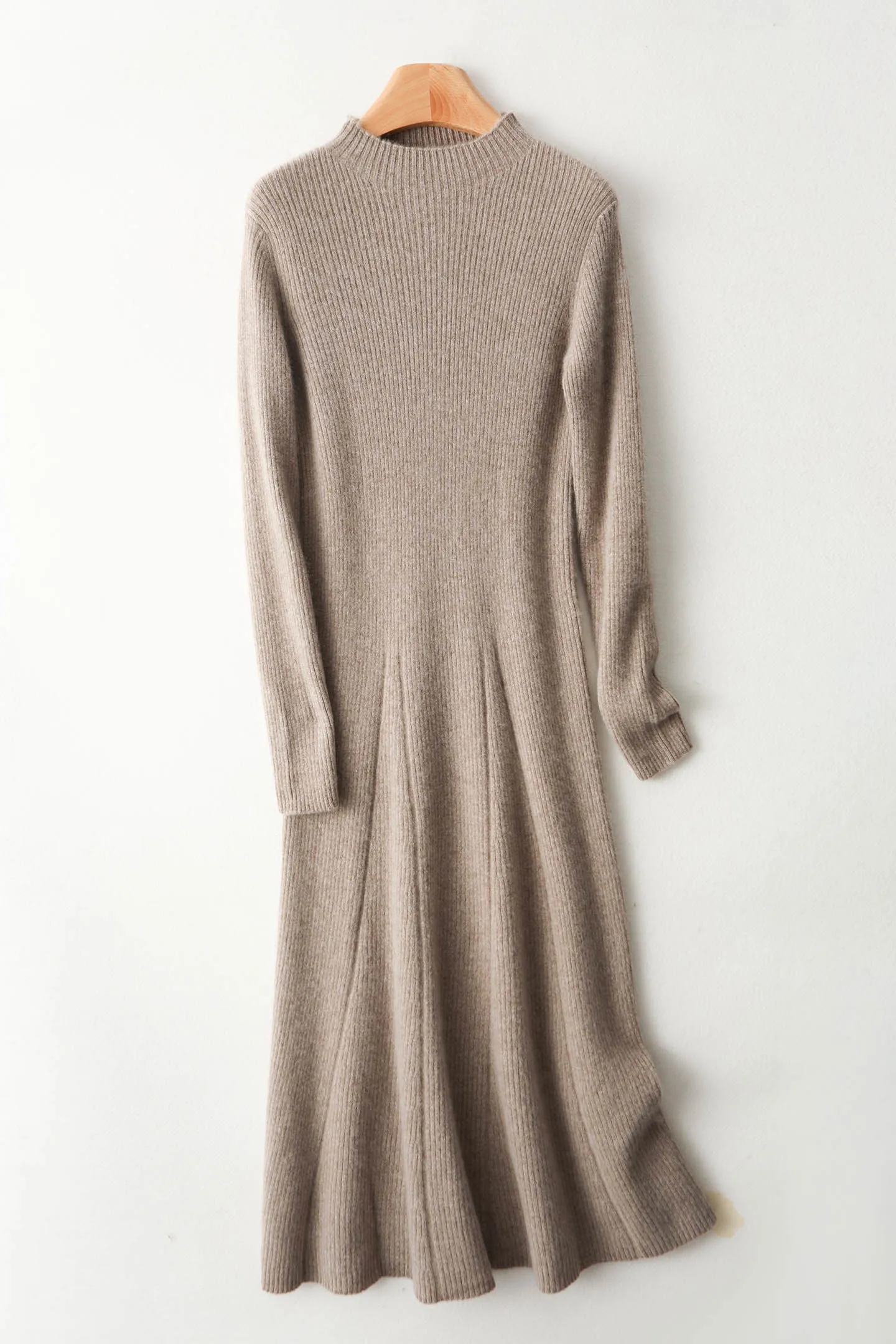 

Classic Autumn Winter Woman Dress Elegant Female 100% Merino Wool Knitted Sweater Lady Long Sleeve Clothing Tops Solid Skirts