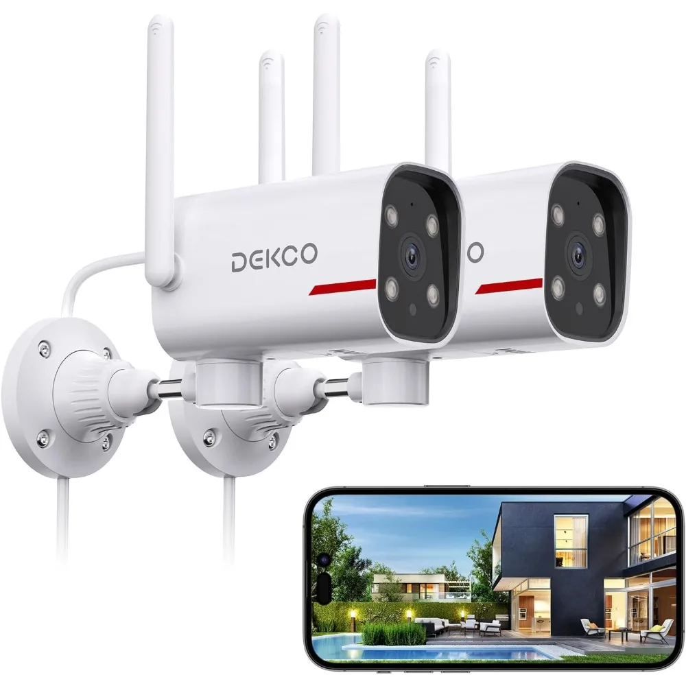 Outdoor 2K Night Vision Security Cameras, 180 Pan, WiFi, AI Tracking, Compatible with Voice Assistants