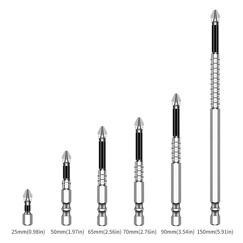 Tournevis cruciforme K5, embout magnétique puissant, tête transversale noire, antidérapant, haute dureté, tournevis électrique, embouts résistants aux chocs