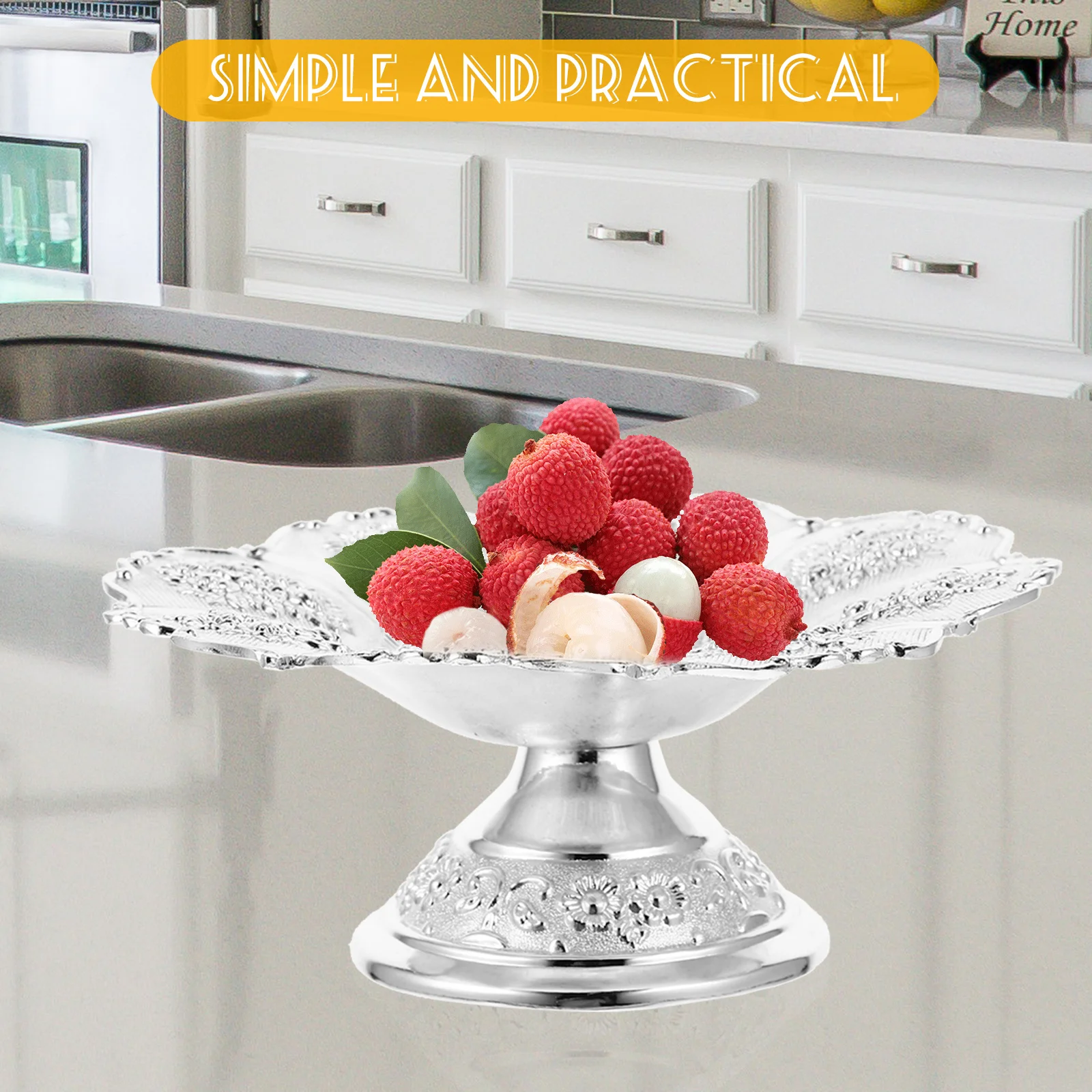 

Metal Craft Decorative Tray Simple Elegant Design Multipurpose Food Serving and Storage for Fruits Snacks Jewelry Desktop
