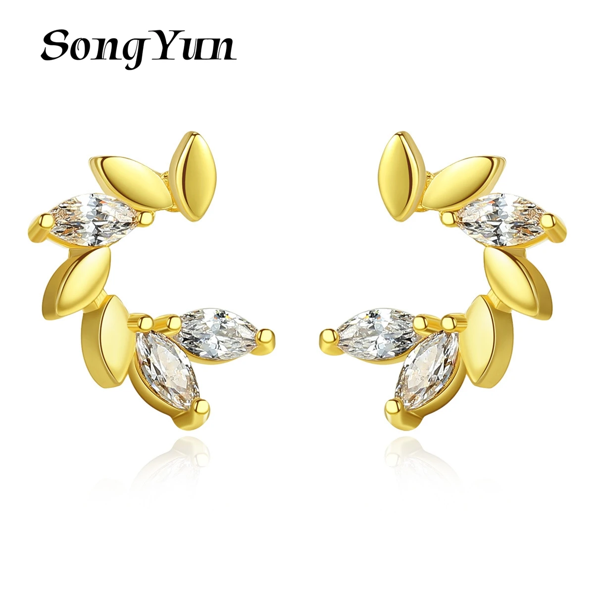 

SongYun Jewelry Manufacturer MHT Small Earrings Ins South Korea Advanced Copper Inset Zircons Earrings Simple Creative Popular