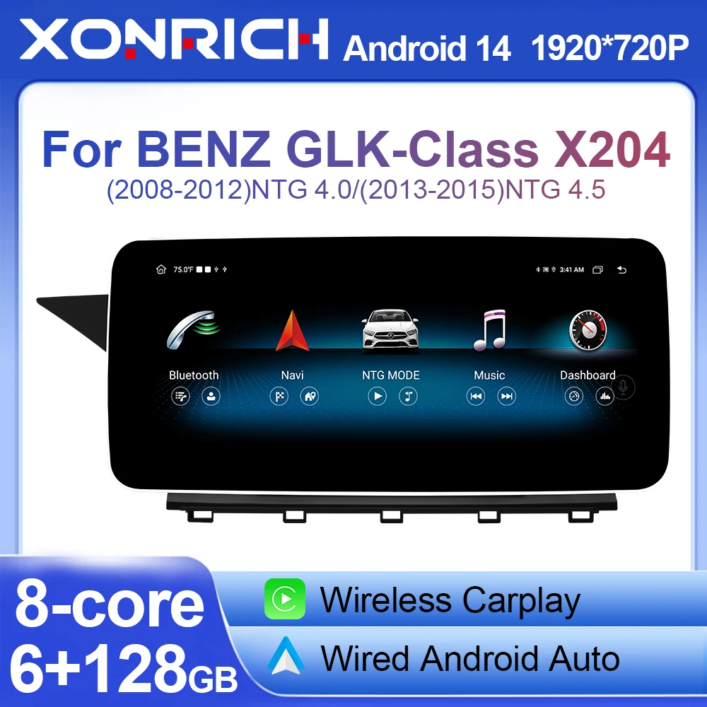 Android 14 Wirleless Carplay Autoradio Lettore Multimediale Per Mercedes Benz Classe GLK X204 2008-2015 8Core Stereo Auto di Navigazione