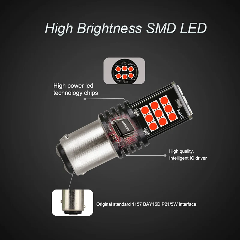 NLpearl 2PCS 1157 1156 BA15S P21W P21/5w W16W Led 3030SMD CANBUS NO ERROR Car Tail Bulb Brake Light Auto Backup Reverse Lamp
