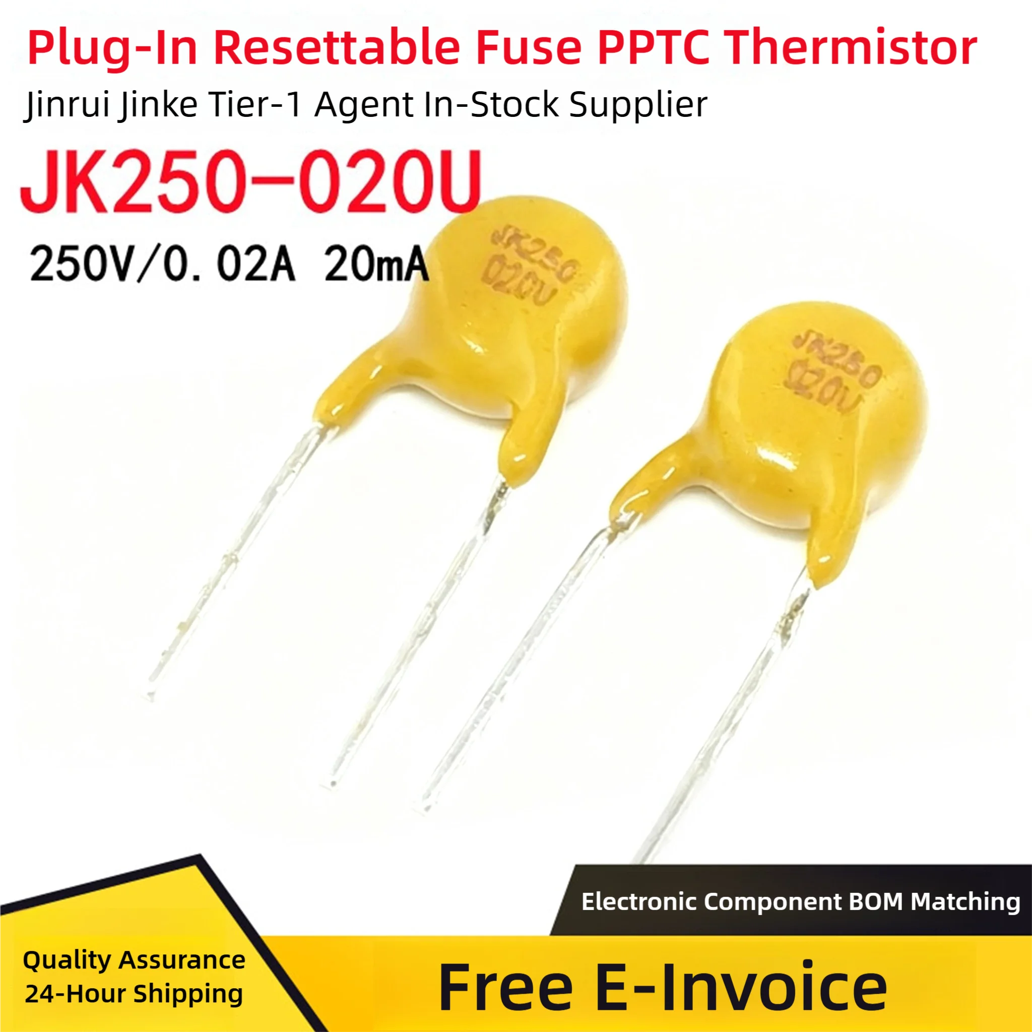 250V 0.02A 20MA Plug-In PTC Self-Resetting Fuse JK250-020U Through-Hole Thermistor Quality Guaranteed
