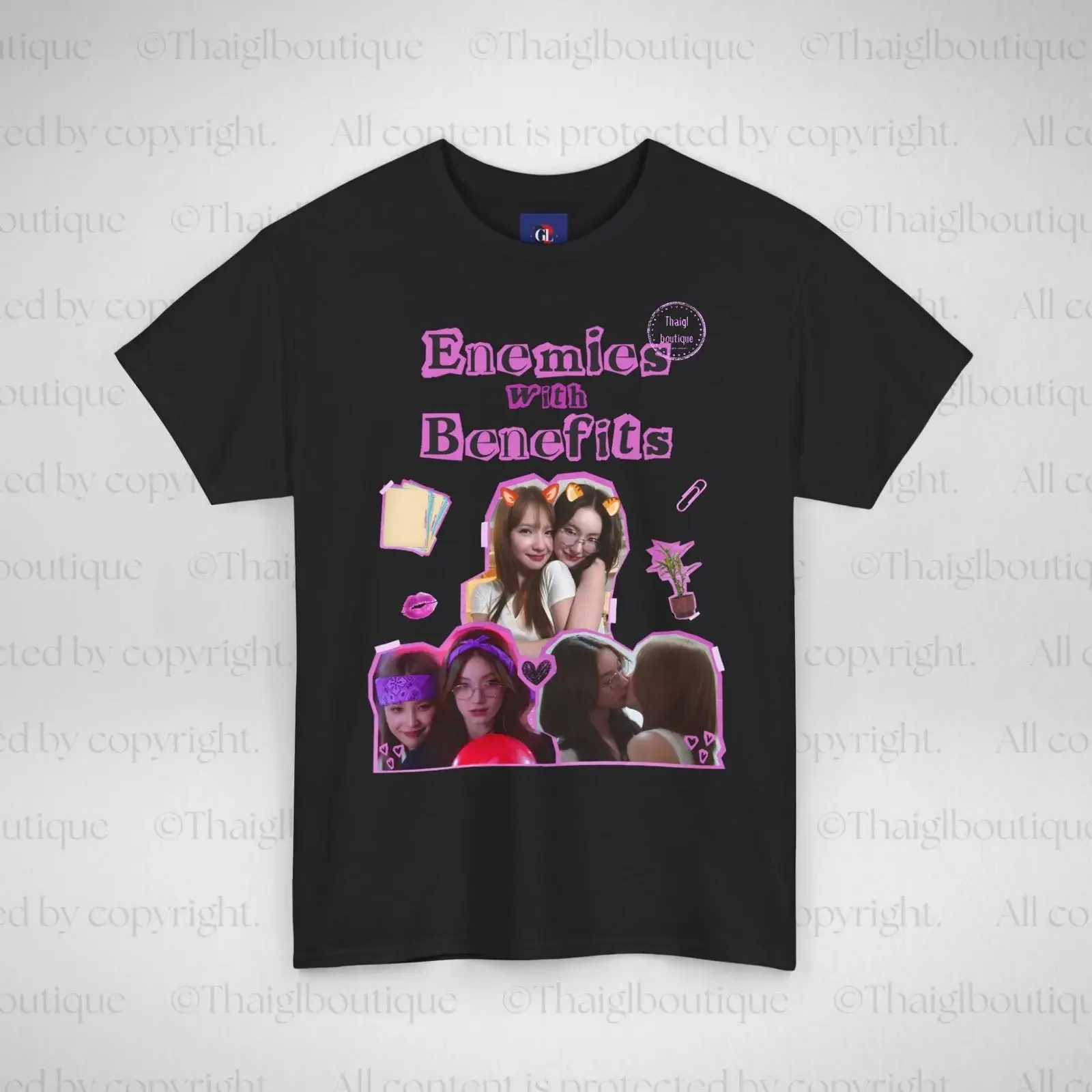 Enemies with benefits T Shirt Thai GL Fan Girls Love  vintage Washed Versatile Soft fashion streetwear graphic Comfortable