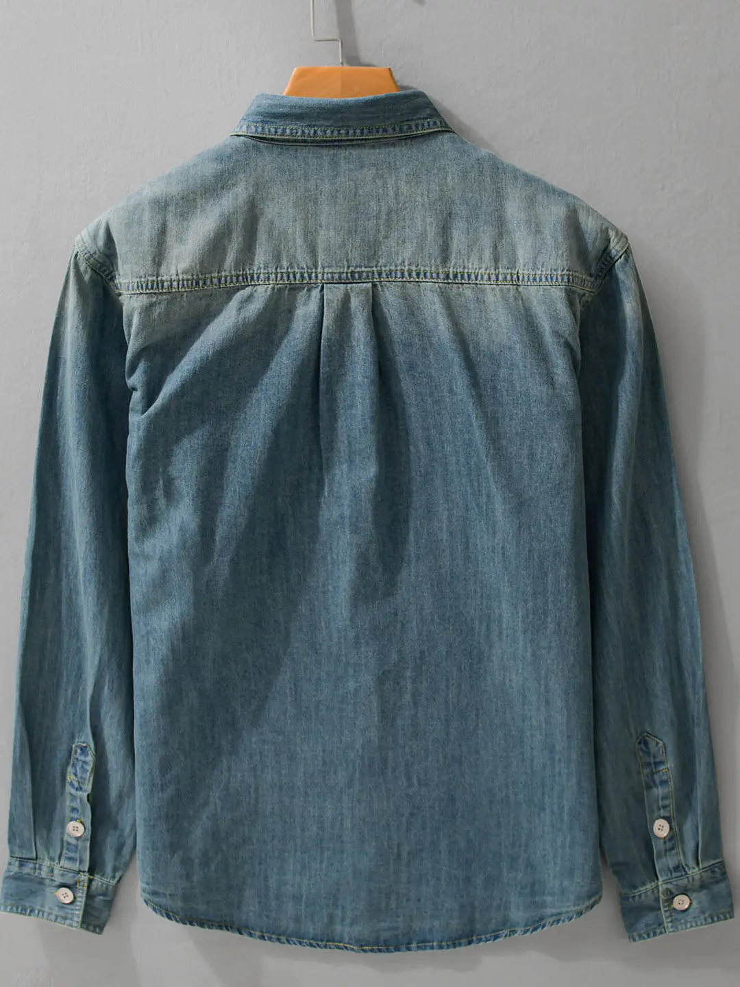 Retro Washed Long Sleeve Cotton Denim Shirt Men's Autumn New Style Japanese Street Full Cotton Shirt Jacket Design Sense
