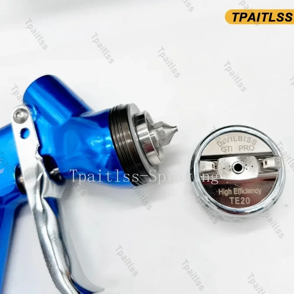 Imagem -06 - Pro-pistola de ar à Base de Água Aerógrafo Pintura Azul 1.3 mm 1.8 mm Bico 600ml Copo de Mistura Te20 T110 gt