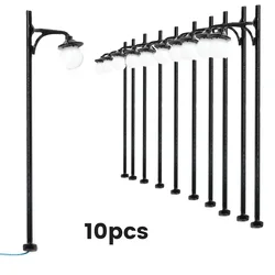 10Pcs Model LED Lamps 65mm Gauge H0 / 00 Light Street Lamps Railway Decor Building Layout 3V LED Lampposts Yard & Garden Decor