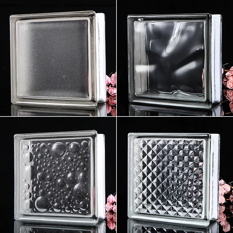 Hollow Glass Brick Transparent Square Color Hot Melt Solid Glass Brick Frosted Crystal Brick Entrance Partition Wall