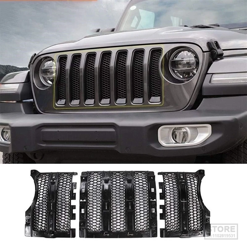 

Сетчатые вставки для передней решетки гриля для Jeep Wrangler JL JT Gladiator 2018-2024, защитная сетка от насекомых, запасные части