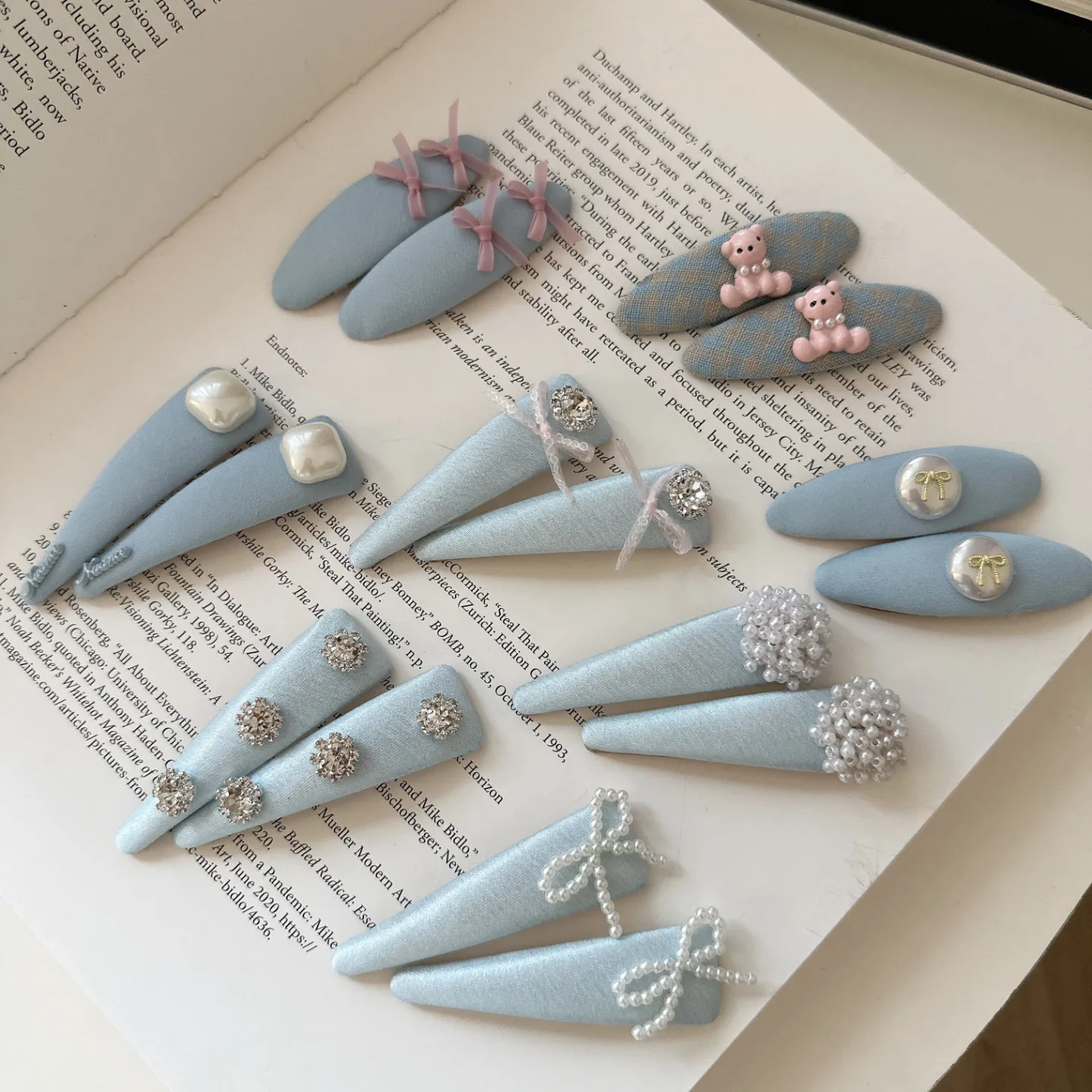 

Premium Korean Blue Pearl Bow Hair Clip for Bangs Side Fringe Sweet Forest Non Slip Strong Hold Soft Lightweight Daily Use