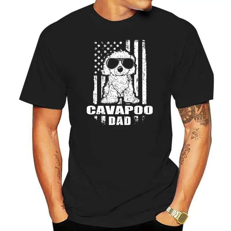 Cavapoo Dad Cool Vintage Retro Proud American T-Shirt Cotton Mens T Shirt Printing Tops T Shirt Latest Tight