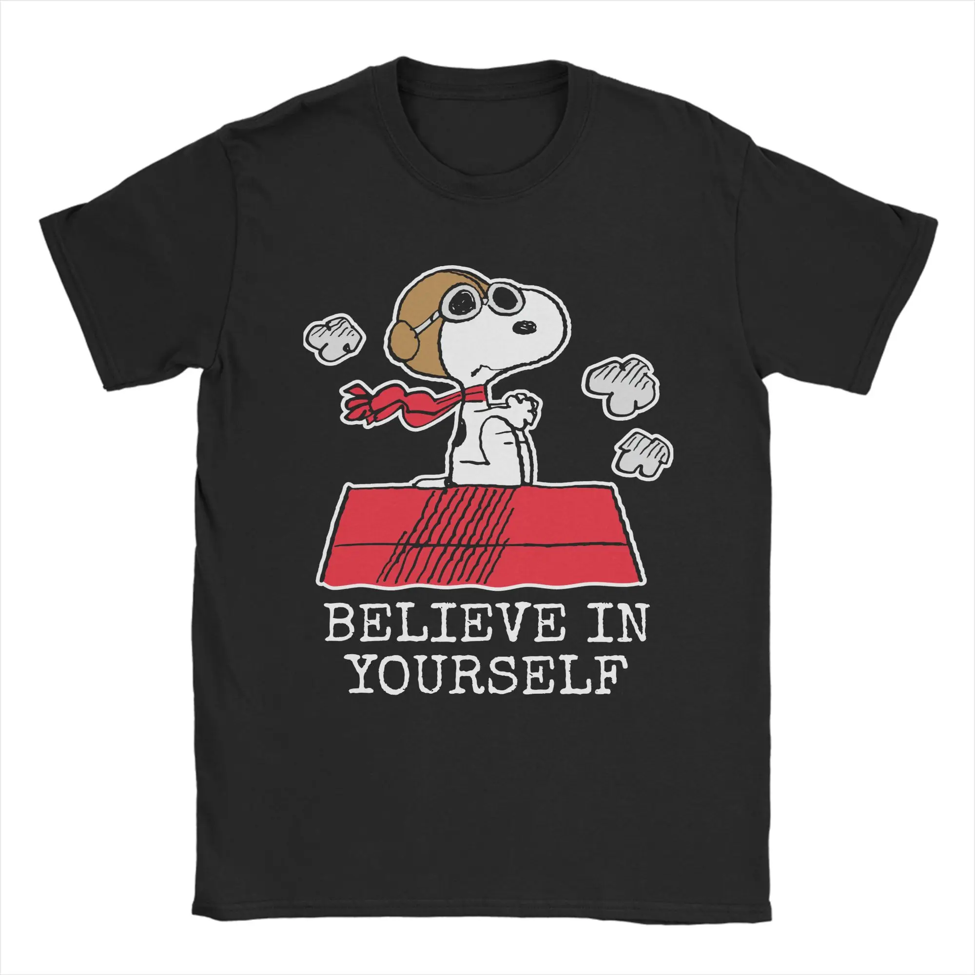 Peanuts Snoopy Flying Ace T-Shirts for Men Women  Funny 100% Cotton Tee Shirt Crewneck Short Sleeve T Shirt Party Clothing