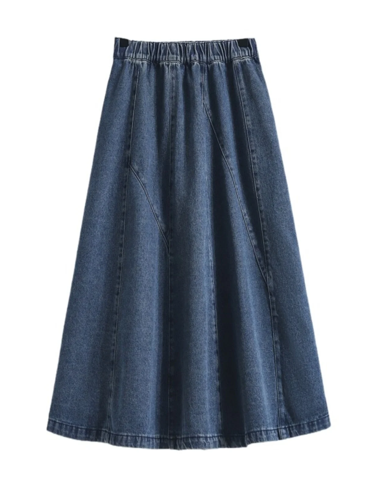 Oversized A-line Denim Skirt Women Spring Autumn Elastic Waist Loose All-matched Long Skirts Fashion Simple Jean Dress