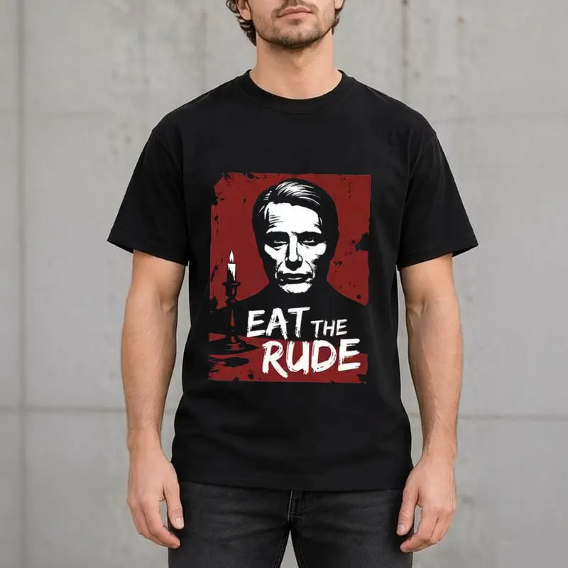 Hannibal Lecter Eat The Rude Graphic T-Shirt Horror TV Series Vintage Gothic Unisex Short Sleeve Tee Mikkelsen Print Casual Tops