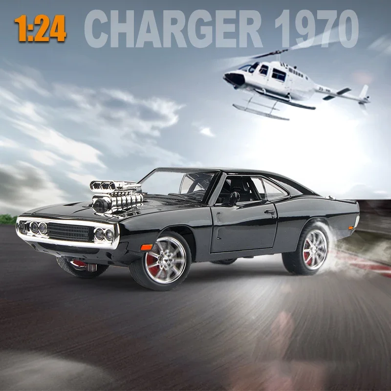 Dodge Charger 1970 1:24 American Super Muscle Car Alloy Diecast Model Toys Sound & Light Simulation Christmas Gifts for Kids