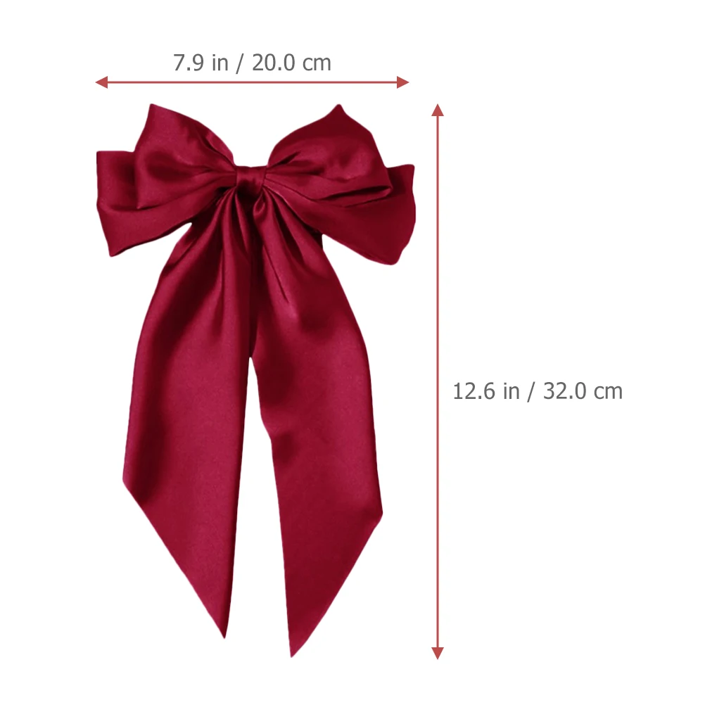 

2 Pcs Satin Bow Hair Clip Charming Clips Big Bows for Girls Headgear Portable Decorations Women Alloy Hairpin