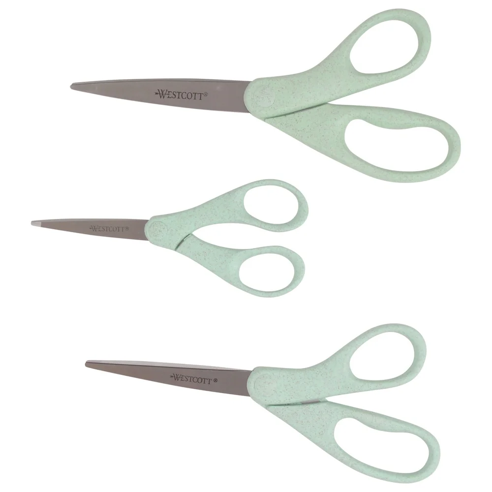 Eco-Friendly Scissors Set 3 Pack Made from Rice Husks Recycled Materials Crafting Cutting Tools Durable Lightweight